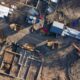witness a house construction site from a birds eye view